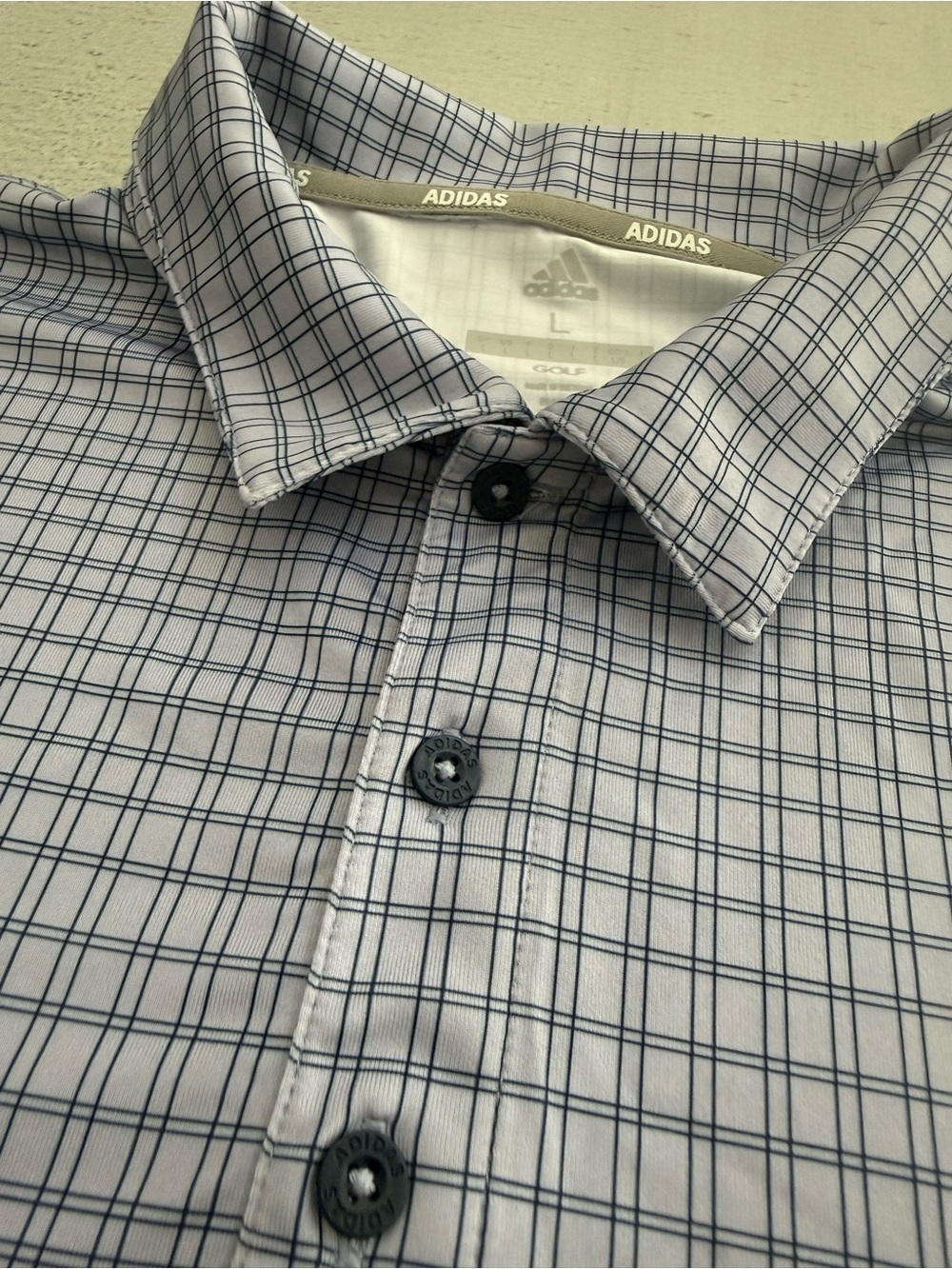 adidas Men’s Light Blue Checked Golf Polo - Picture 10 of 16